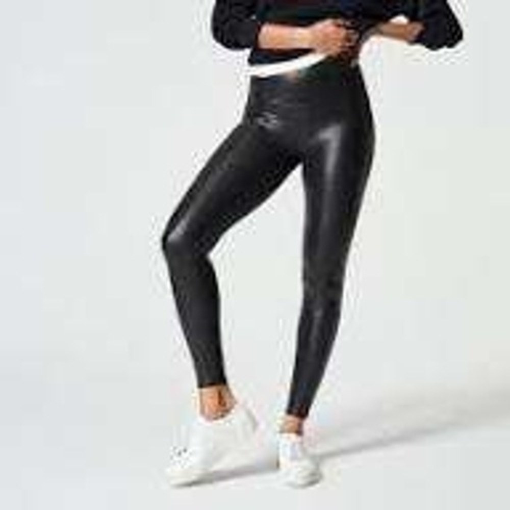 Spanx‎ Faux Leather Leggings Black High Waisted Slimming M 20191R